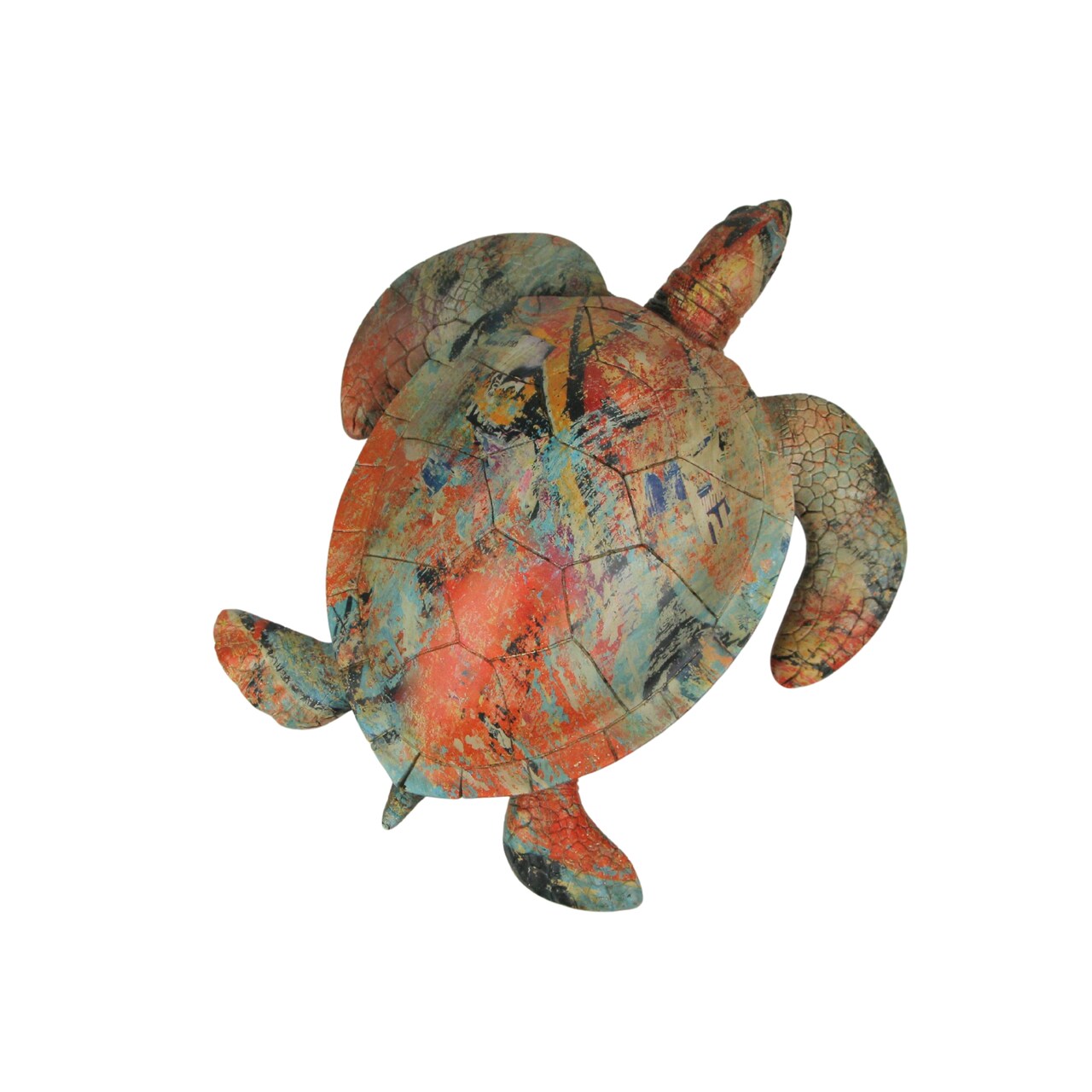 Multicolor Abstract Sea Turtle Statue – 12-Inch Ocean-Inspired Coastal Decor